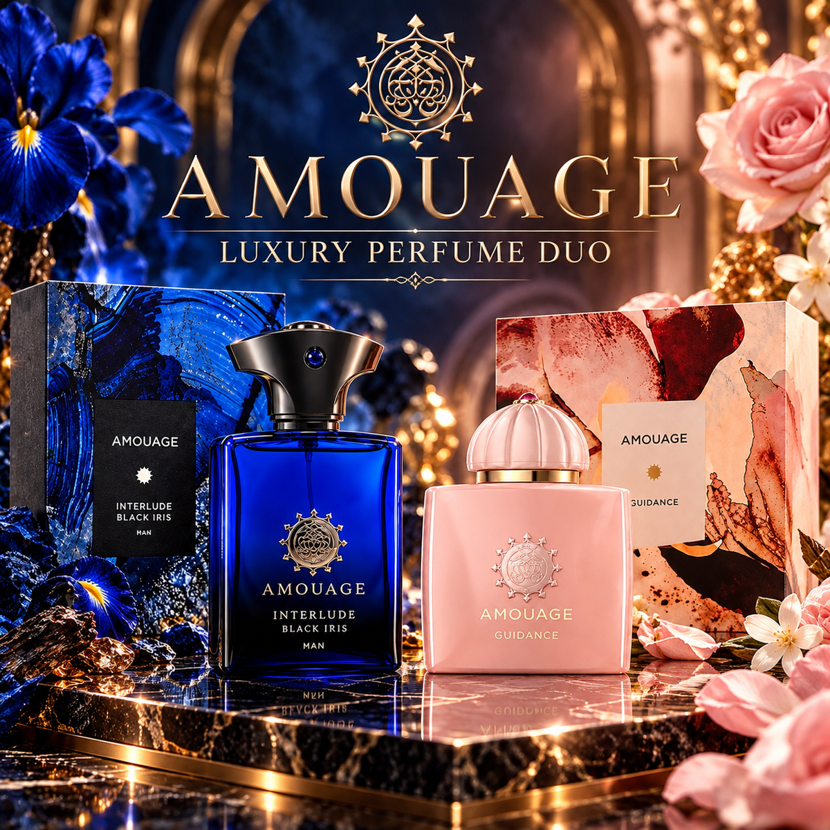 Amouage Interlude Black Iris Man & Guidance Perfume Duo – Luxury Combo Dea